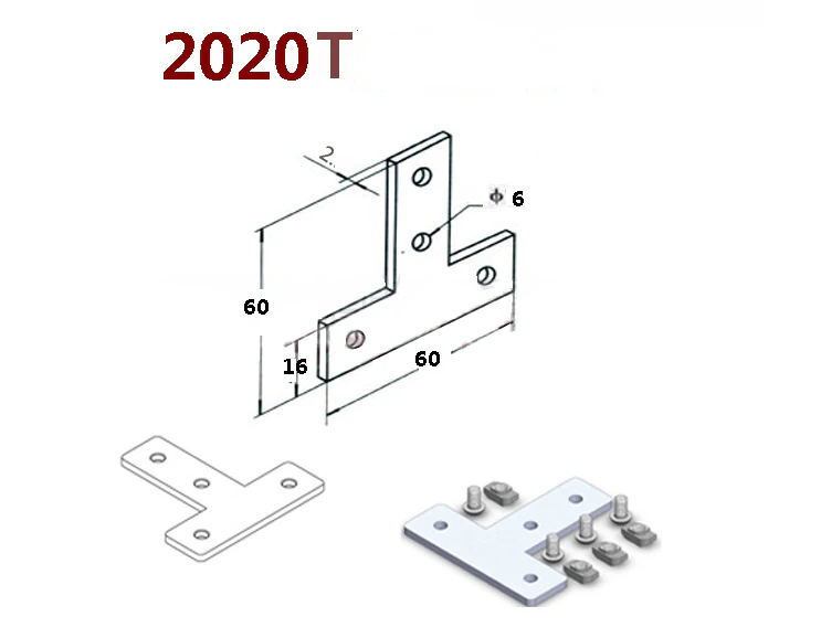 Connector-Connecting-Aluminum-Profile-Durable-Plate-2020T.webp L-type T-type cross connection 2020T - الصورة 1