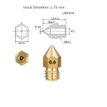 ⁦فوهة نحاسية للطابعة ثلاثية الأبعاد - (0.6mm) Nozzle for 3D Printer⁩ - الصورة ⁦2⁩