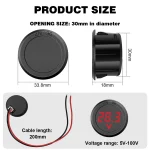 ساعة جهد رقمية دائرية - Voltmeter 4V -100V DC