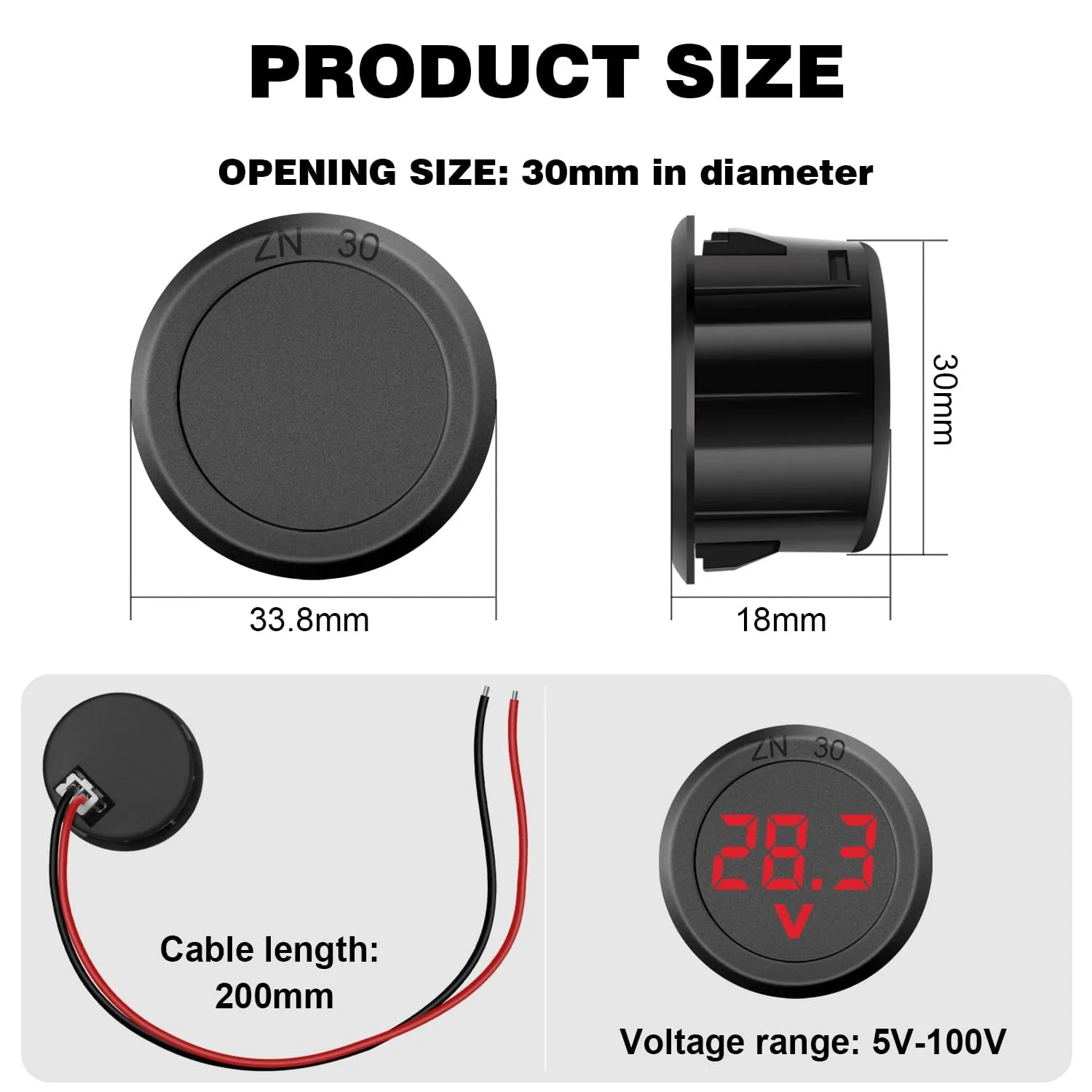 61RTYBnegkL._SL1500_ ساعة جهد رقمية دائرية - Voltmeter 4V -100V DC - الصورة 1