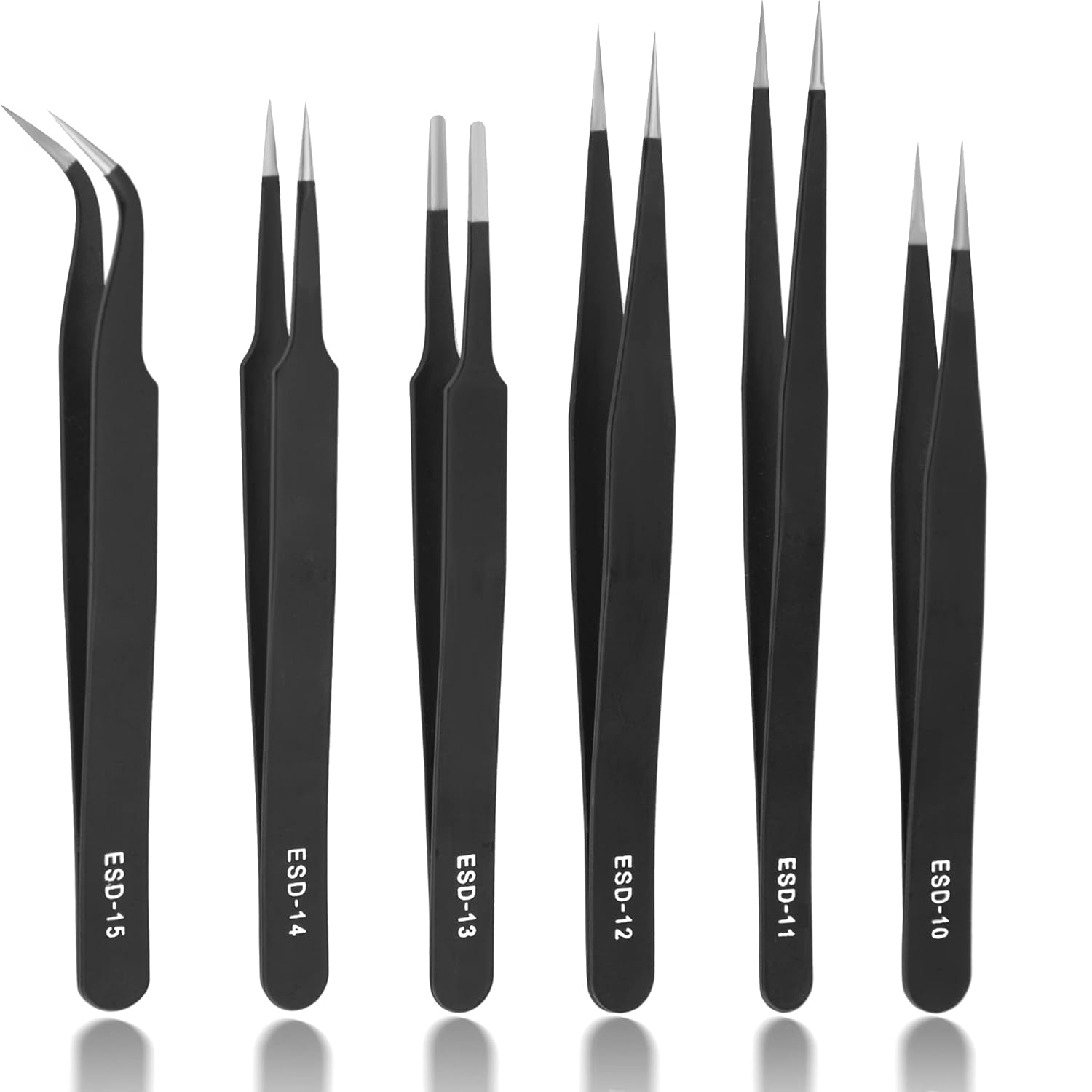 61MW5nJf2pL._AC_SL1500_ طقم ملاقط دقيقة 6 قطع - ESD Tweezers Set - الصورة 1