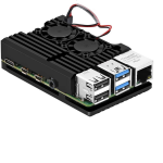 غطاء تبريد معدني بالألمنيوم مع مروحتين - Raspberry Pi 4