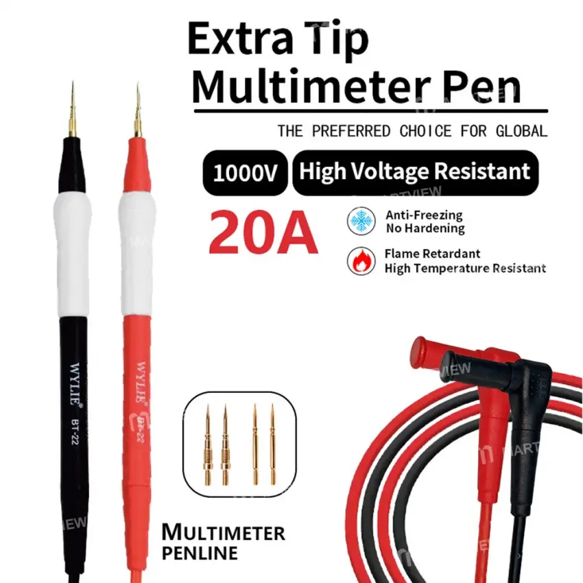 wylie-bt-22-1000v-20a-soft-silicone-universal-multimeter-test-lead-for-digital-multimeter-2-large سلك قياس متعدد عالي الجودة – Wylie BT-22 1000V / 20A - الصورة 1